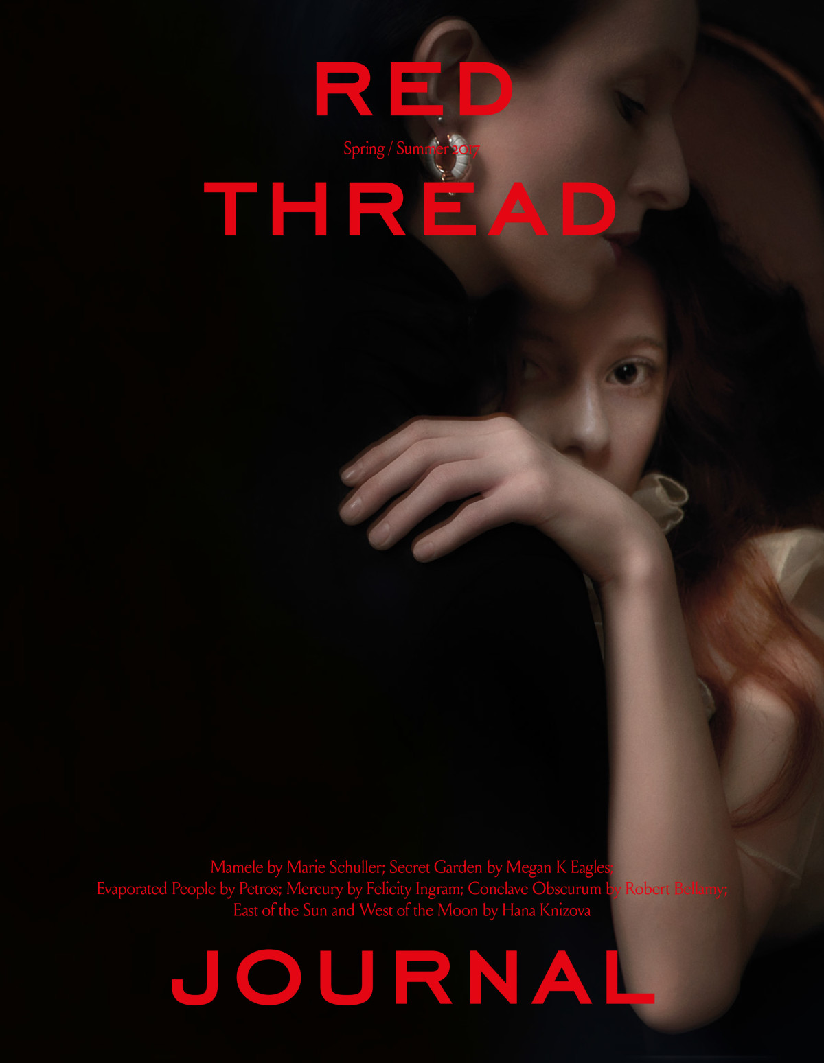 red thread journal cover story, Mamele by Marie schuller, twins, barnes twins, surrealism in fashion, Mar Gonzalez, Genevieve Welsh, Serge Lutens inspired Makeup, Sureal makeup